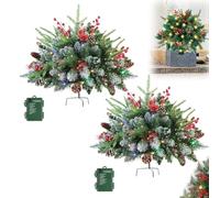Christmas Decorations Ornament Xmas Decor Holiday Planter Filler Christmas Holiday Planter Filler Outdoor Decorations Lighted Artificial Xmas Trees With Tripod Stake With 60 LED Lights