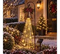 Christmas Decorations Outdoor Christmas Bell Cascade Solar Yard Light Waterfall Effect Outdoor Garden Vintage Stake Lights Decor Solar Powered Pathway Light For Lawn Front Yard