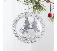 Christmas Decorations Outdoor Christmas Wooden Ornaments Tree Ornaments Bear Transparent Lid Holiday Transparent Bear Create A Magical Holiday Atmosphere (A, 9x9x1cm)