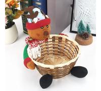 Christmas Decorations Outdoor Merry Christmas Candy Storage Basket Decoration Santa Snowman Storage Basket Desktop Candy Snack Stor (H, One Size)