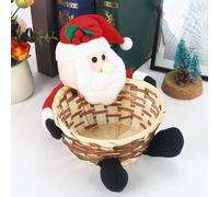 Christmas Decorations Outdoor Merry Christmas Candy Storage Basket Decoration Santa Snowman Storage Basket Desktop Candy Snack Stor (F, One Size)