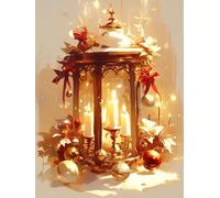 Christmas Decorations Paint by Numbers Candle, Yellow Painting by Numbers for Adults Kits, DIY Winter Oil Painting On Canvas Arts and Crafts for Adults, Christmas Room Decor, Unframed 90x120cm p-199
