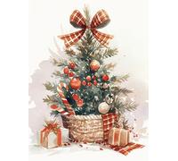 Christmas Decorations Paint by Numbers Cartoon, Xmas Tree Painting by Numbers for Adults Kits, DIY Winter Paint On Canvas Arts and Crafts for Adults, Christmas Room Decor, Unframed 40x50cm p-190