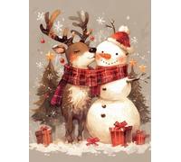 Christmas Decorations Paint By Numbers fawn, snowman Painting By Numbers For Adults Kits, DIY Winter Oil Painting On Canvas Arts And Crafts For Adults, For Christmas Room Decor, Unframed 70x90cm p-433