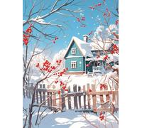 Christmas Decorations Paint by Numbers House, Snow Painting by Numbers for Adults Kits, DIY Winter Oil Painting On Canvas Arts and Crafts for Adults, for Christmas Room Decor, Unframed 90x120cm p-62