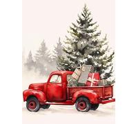 Christmas Decorations Paint By Numbers red, car Painting By Numbers For Adults Kits, DIY Winter Oil Painting On Canvas Arts And Crafts For Adults, Apply To Christmas Room Decor, Unframed 40x50cm p-100
