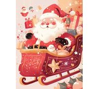 Christmas Decorations Paint by Numbers red, sled Painting by Numbers for Adults Kits, DIY Winter Oil Painting On Canvas Arts and Crafts for Adults, for Christmas Room Decor, Unframed 20x30cm p-145