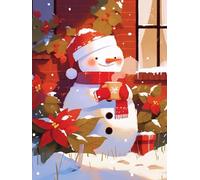 Christmas Decorations Paint by Numbers Snowman, Cup Painting by Numbers for Adults Kits, DIY Winter Oil Painting On Canvas Arts and Crafts for Adults, for Christmas Room Decor, Unframed 70x90cm p-458