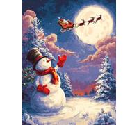 Christmas Decorations Paint By Numbers snowman, moon Painting By Numbers For Adults Kits, DIY Winter Oil Painting On Canvas Arts And Crafts For Adults, For Christmas Room Decor, Unframed 70x90cm p-486