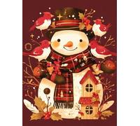 Christmas Decorations Paint by Numbers Snowman, Plant Painting by Numbers for Adults Kits, DIY Winter Oil Painting On Canvas Arts and Crafts for Adults, Christmas Room Decor, Unframed 70x90cm p-487