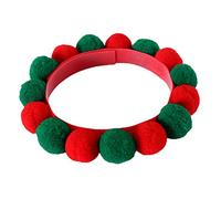 Christmas Decorations, Pet Collar Plush Balls Decorative Fastener Tape Christmas Cats Dogs Pompom Collars for Birthday Pet Collar Handmade Pet Accessories Xmas Decor Ornaments Gifts (Red, S)