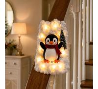 Christmas Decorations PreLit Penguin Christmas Stair Garland，E-1pc | Snow-dusted and lit by warm LED, this staircase swag wraps around your handrail and packs away for next winter.