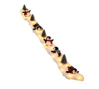 Christmas Decorations PreLit Penguin Christmas Stair Garland，F-1set | Snow-dusted and lit by warm LED, this staircase swag wraps around your handrail and packs away for next winter.