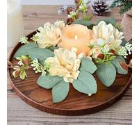 Christmas Decorations Rose Spring Wreaths For Front Door Outside Flower Wreath With Hydrangea Candle Rings Wreaths Artificial Home Wedding Centerpieces Decor For Holiday