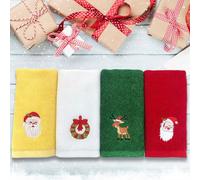 Christmas Decorations Sale Clearance Generic Multicolor Embroidered Hand Towels 4PCS Cotton 12.6 x 17.7 inches Christmas Tree Ornament