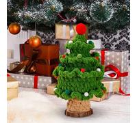 Christmas Decorations Sale Clearance Hand Knitted Simulated Christmas Tree Wooden Potted Knitted Decorations With Colorful Balls And Red Balls For Car And Home Office Classroom Two Colors