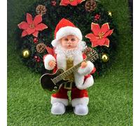 Christmas Decorations Sale Novel Musical Guitar Playing Santa Claus With Swinging Action Xmas Gift Decoration Requires 3 AAA Batteries