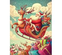 Christmas Decorations Santa Claus Diamond Painting, Cloud Diamond Art Kits Adults, Gem Crystal Art Canvas Crafts for Adult, DIY Round Full Drill for Winter Room Decor Or Christmas Gifts 50x70cm u-318