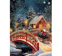 Christmas Decorations Santa Claus Diamond Painting, Snow Diamond Art Kits Adults, Gem Crystal Art Canvas Crafts for Adult, DIY Round Full Drill for Winter Room Decor Or Christmas Gifts 20x30cm u-308