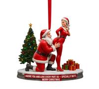 Christmas Decorations Santa Claus for Christmas Tree - 2D Acrylic Christmas Baubles | Double Sided Flat Decorations | Funny Festive Hangers for Living Room Office Wall Window Compartment