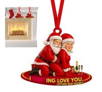 Christmas Decorations Santa Claus for Christmas Tree - 2D Acrylic Christmas Baubles | Double Sided Flat Decorations | Funny Festive Hangers for Living Room Office Wall Window Compartment