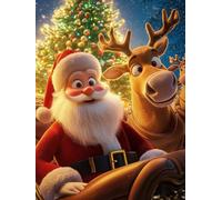 Christmas Decorations Santa Diamond Painting, Reindeer Diamond Art Kits Adults, Gem Crystal Art Canvas Crafts for Adult, DIY Round Full Drill for Winter Room Decor Or Christmas Gifts 40x50cm u-313