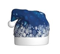 Christmas decorations Santa hat Unisex Christmas Hat for Adults, Blue christmas snowflake Santa Cap, Soft Warm for Holiday Parties Events, Xmas for Festive New Year Party, Hats for women men