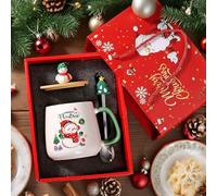 Christmas Decorations Santa Mug Ceramic Cup Holiday for Family Festive Party Drinkware(Watermelon Red2, 11. 5X13cm)