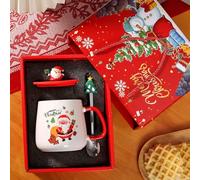 Christmas Decorations Santa Mug Ceramic Cup Holiday for Family Festive Party Drinkware(Watermelon Red4, 11. 5X13cm)