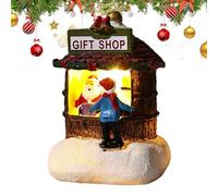 Christmas Decorations, Santa’s Village House Miniature, LED Lighted Holiday Home Ornament, Festive Resin Display Piece, Warm Glow Night Decoration, Winter Season Decor for Table, Mantle, Bookshelf