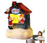 Christmas Decorations, Santa’s Village House Miniature, LED Lighted Holiday Home Ornament, Festive Resin Display Piece, Warm Glow Night Decoration, Winter Season Decor for Table, Mantle, Bookshelf