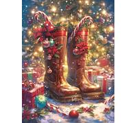 Christmas Decorations Shoe Diamond Painting, Candy Diamond Art Kits Adults, Gem Crystal Art Canvas Crafts for Adult, DIY Round Full Drill for Winter Room Decor Or Christmas Gifts 40x50cm u-394