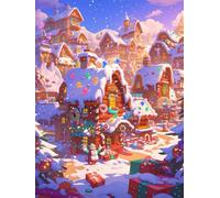 Christmas Decorations Snow Diamond Painting, Gingerbread House Diamond Art Kits Adults, Gem Crystal Art Crafts for Adult, DIY Round Full Drill for Winter Room Decor Or Christmas Gifts 40x50cm u-404