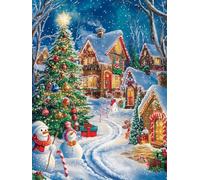 Christmas Decorations snowman Diamond Painting, gingerbread house Diamond Art Kits Adults, Gem Crystal Art Crafts For Adult, DIY Round Full Drill For Winter Room Decor Or Christmas Gifts 50x70cm u-451