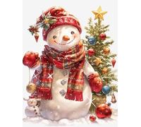 Christmas Decorations Snowman Diamond Painting, Star Diamond Art Kits Adults, Gem Crystal Art Canvas Crafts for Adult, DIY Round Full Drill for Winter Room Decor Or Christmas Gifts 20x30cm u-476