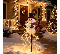 Christmas Decorations, Snowman Magic Fountain Flowing Snowflake Outdoor Christmas Lights with Cascading Stars Light for Garden Porch