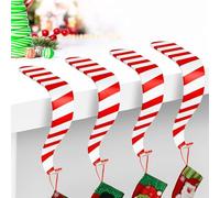 Christmas Decorations Stocking Holders for Mantle Set 3, Lightweight Metal Stocking Hangers Adjustable Candy Cane Metal Holders for Hanging Stockings, Stocking Hangers for Fireplace(red and white, 3)