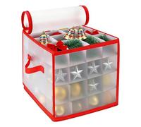 Christmas Decorations Storage Boxes | Contains 64 Balls | Waterproof Ornament Boxes Double Zipper Storage Boxes with Dividers and Handles for Bedroom Garage Attic Decorations