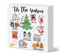 Christmas Decorations This The Season Christmas Wooden Box Sign Cute Santa Hot Cocoa Sign Decor for Home Room Shelf Table Desk Indoor Decor Winter Decorations 5 x 5 Inches