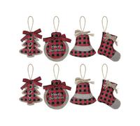 Christmas Decorations Tree Ornament, Plaid Stitching Burlap Hanging Ornaments