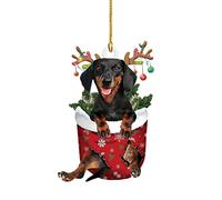 Christmas Decorations UK Christmas Tree ecorations Ornament Funny Dog Acrylic ChristmasHanging Decorations New Year Car Hanging Ornament Decor for Xmas Party Dachshund Dog Pets
