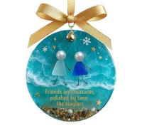 Christmas Decorations UK Friendship Sea Glass Birthday Xmas Tree Hanging Ornaments Thank You Keepsake Gift Sentimental Love Pendant