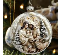 Christmas Decorations UK Stock Christmas Stereo Vision Nativity Blessing Pendant Nativity Acrylic Car Pendant for Home Party Christmas Wedding Decoration