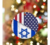 Christmas Decorations United We Stands With Israel American Spirits Hip Xmas Decoration Flat Keepsake For Girls Festival Friends