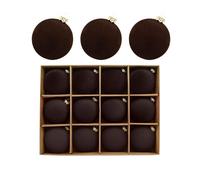 Christmas Decorations Velvet Baubles, 12 Pcs 60mm Christmas Ball Ornaments,Large Xmas Tree Ornaments With Hanging Loop - Shatterproof Personalized Decorations (Solid Coffe)