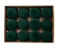 Christmas Decorations Velvet Baubles, 12 Pcs 60mm Xmas Ball Ornaments,Large Xmas Tree Ornaments With Hanging Loop Green Burgundy Christmas Decorations