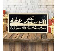 Christmas Decorations Wall Art O Come Let Us Adore Him Wooden Christmas Wall Art Framed Holy Nativity Table Wood Sign Nativity Scene Christmas Wall Decor for Home Office Church Bedroom Kitchen Decor