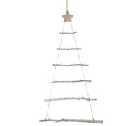 Christmas Decorations Wall Christmas Tree 32x22 Inch Wooden Hanging Tree with Twig Ladder and Star Wall Decor for Xmas Ornament Display