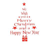 Christmas Decorations, Wall Stickers We Wish You Merry Christmas and a Happy New Year Window Sticker Letter Tree Design Wall Sticker Decals Window Door Xmas, Red