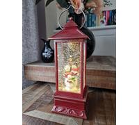 Battery Operated Lantern Santa Glitter Water Spinner Lantern with Warm White LEDs